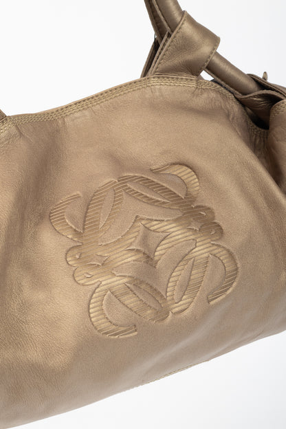Loewe Nappa Aire Metallic Gold Sheep Skin Anagram Handbag