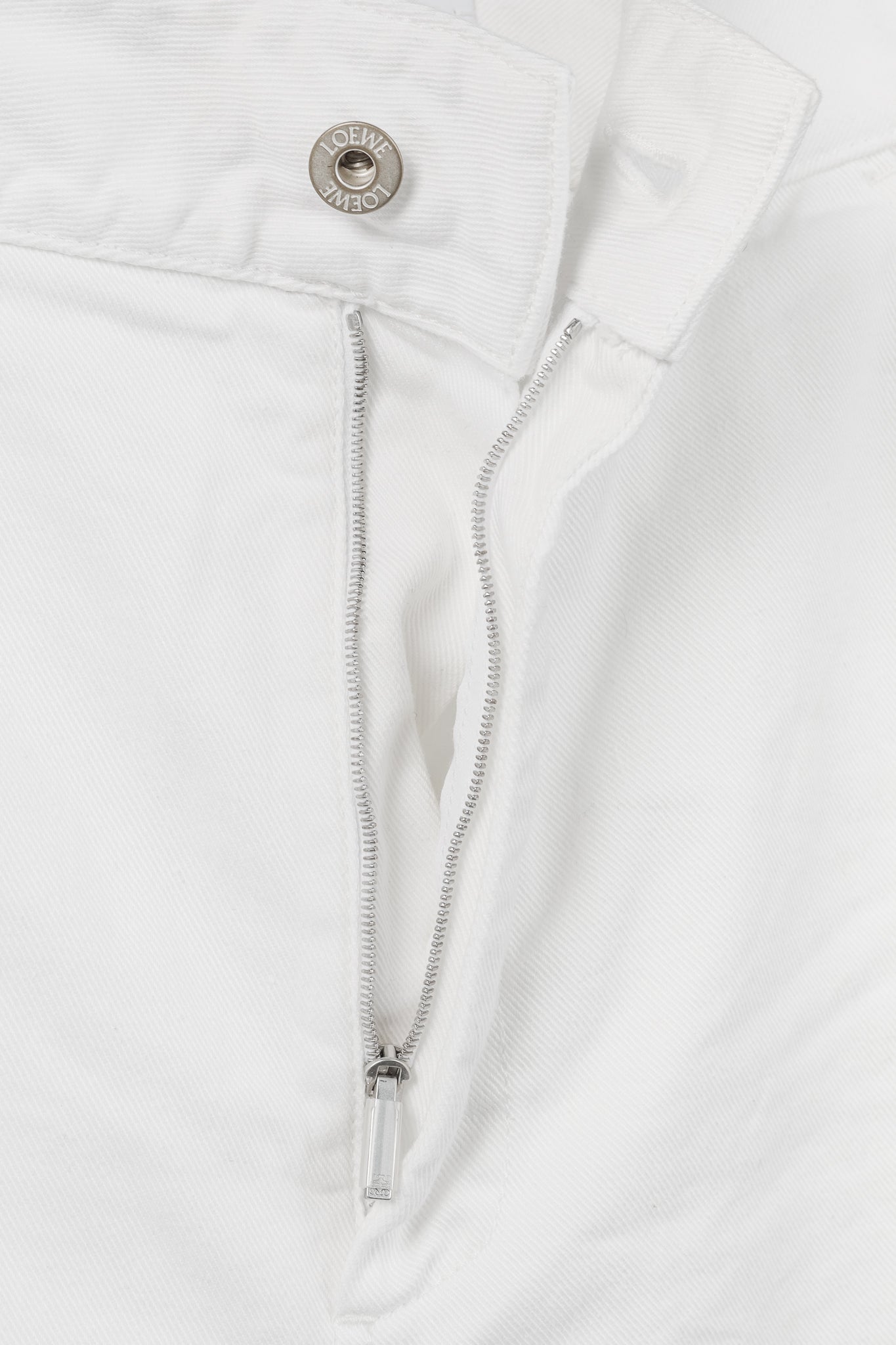 Loewe White Cotton Embroidered Anagram Baggy Jeans