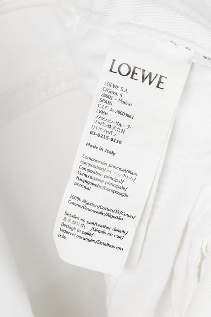Loewe White Cotton Embroidered Anagram Baggy Jeans