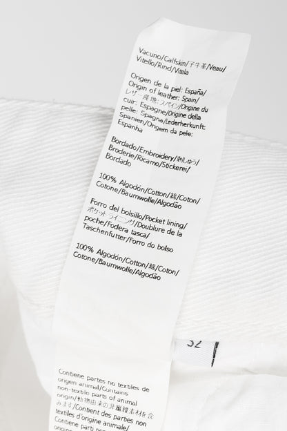 Loewe White Cotton Embroidered Anagram Baggy Jeans