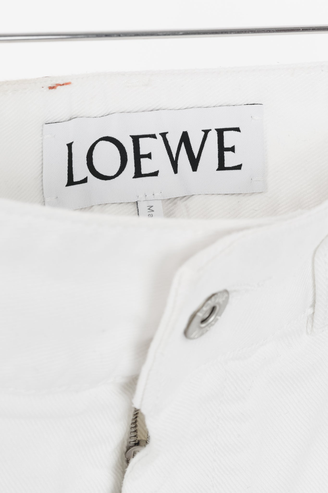 Loewe White Cotton Embroidered Anagram Baggy Jeans