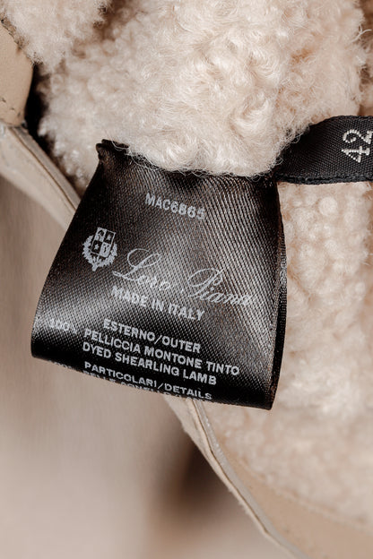 Loro Piana Ecru Lambskin Cropped Shearling Jacket
