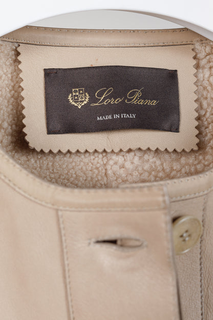Loro Piana Ecru Lambskin Cropped Shearling Jacket