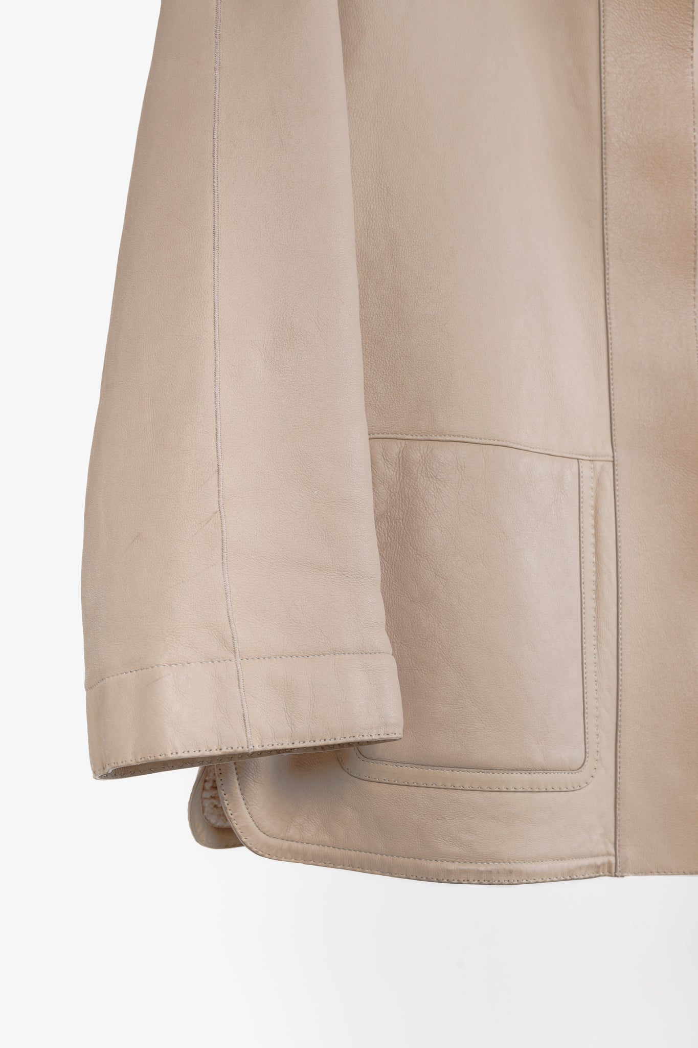Loro Piana Ecru Lambskin Cropped Shearling Jacket