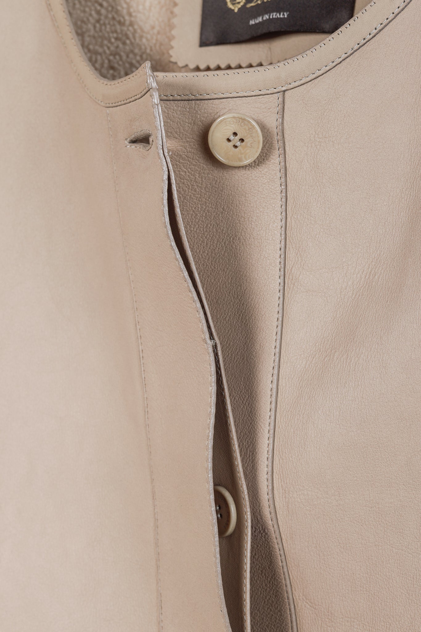 Loro Piana Ecru Lambskin Cropped Shearling Jacket