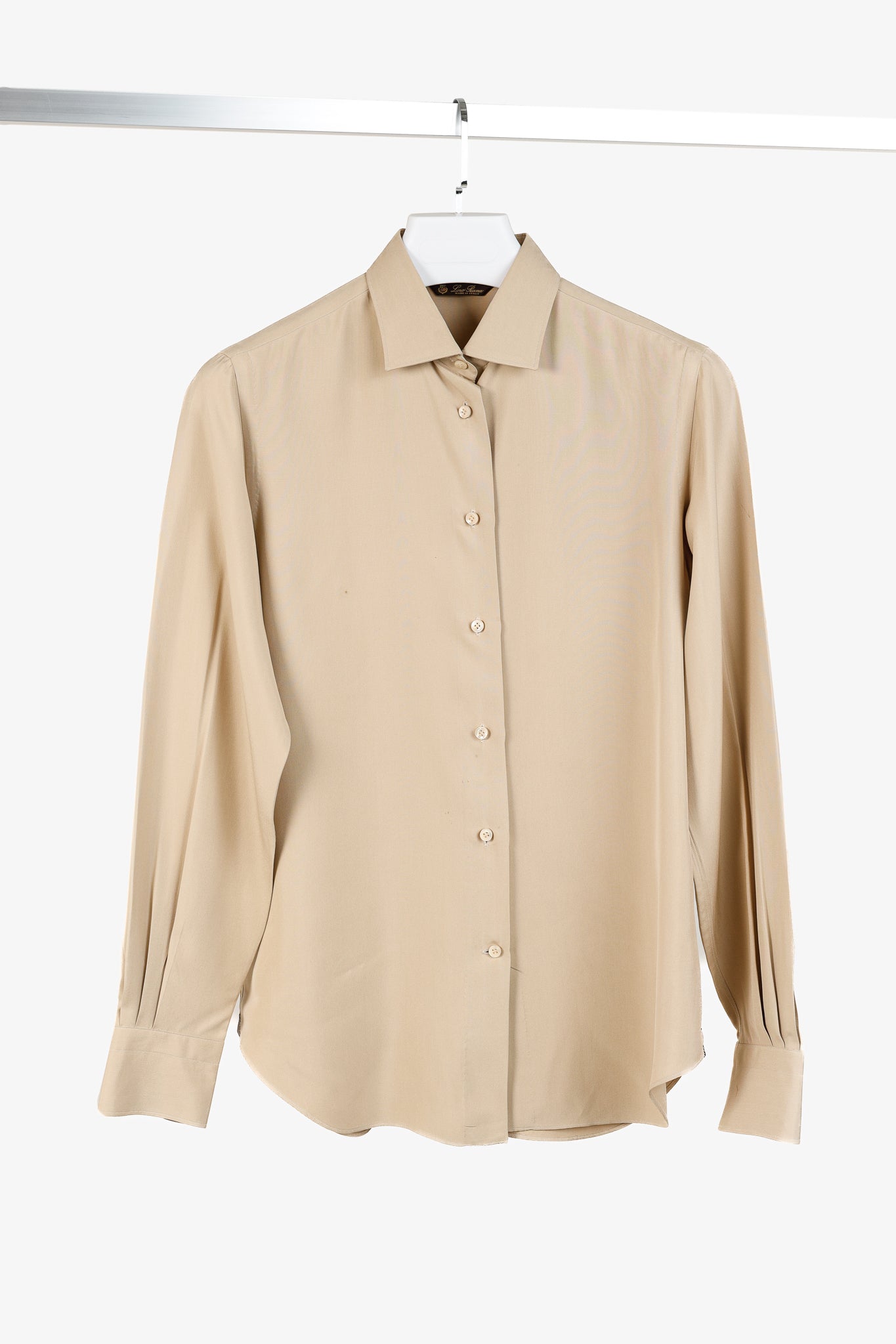 Loro Piana Tan Silk Buttoned Long-Sleeve Shirt