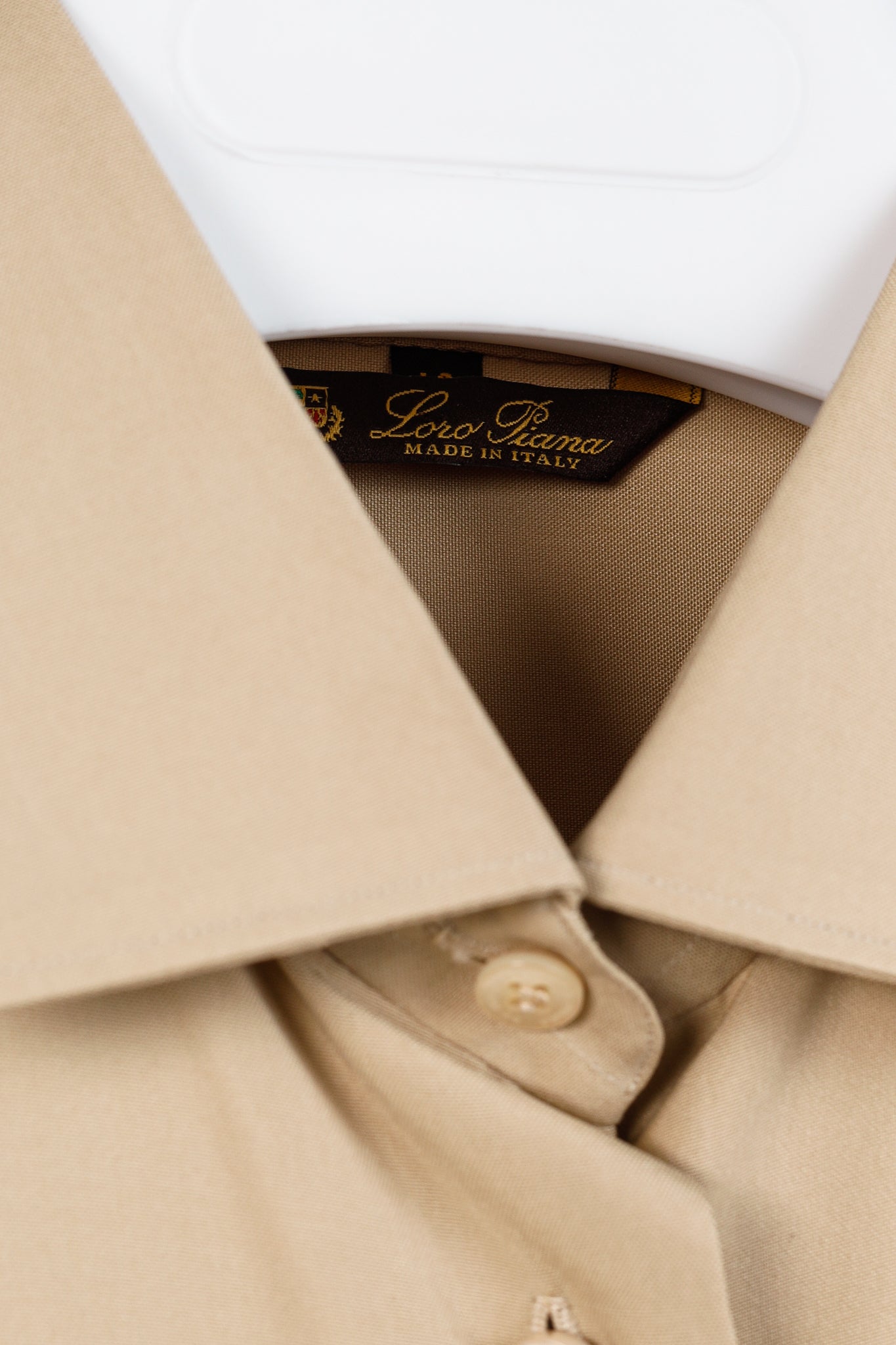 Loro Piana Tan Silk Buttoned Long-Sleeve Shirt