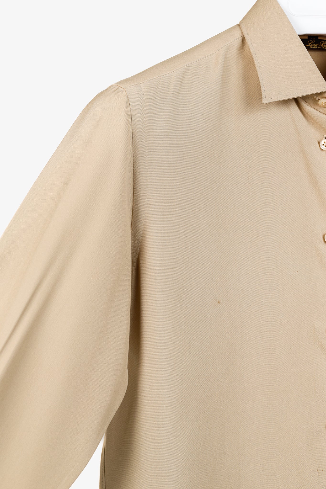 Loro Piana Tan Silk Buttoned Long-Sleeve Shirt