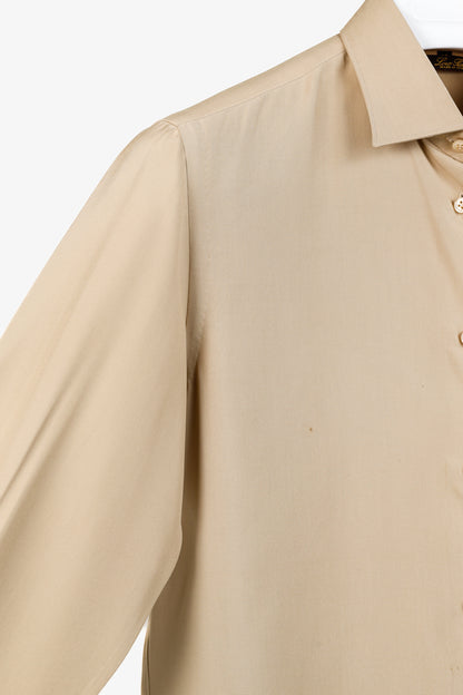 Loro Piana Tan Silk Buttoned Long-Sleeve Shirt