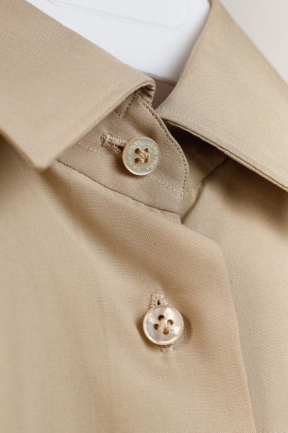 Loro Piana Tan Silk Buttoned Long-Sleeve Shirt