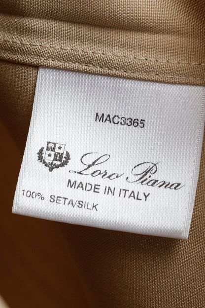 Loro Piana Tan Silk Buttoned Long-Sleeve Shirt