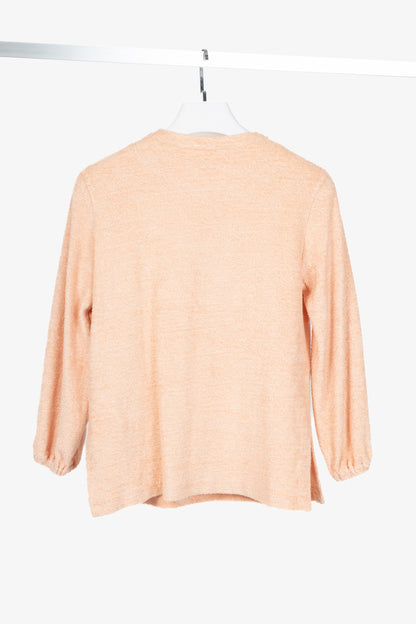 Loro Piana Light Coral Panarea Linen & Cotton Henley Sweater