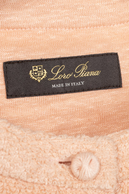 Loro Piana Light Coral Panarea Linen & Cotton Henley Sweater