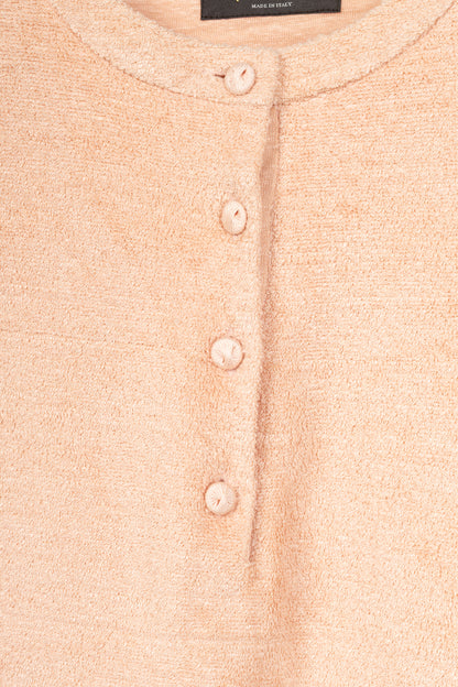Loro Piana Light Coral Panarea Linen & Cotton Henley Sweater