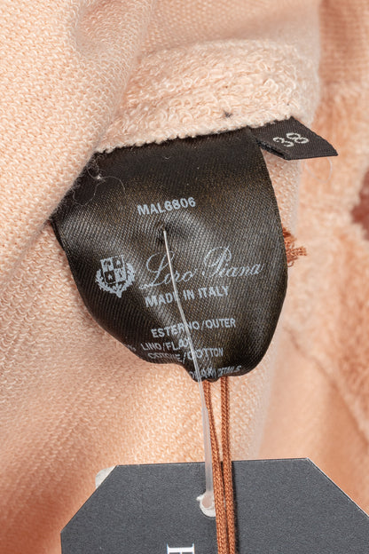Loro Piana Light Coral Panarea Linen & Cotton Henley Sweater