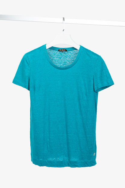 Loro Piana Blue Linen Short-Sleeve T-Shirt