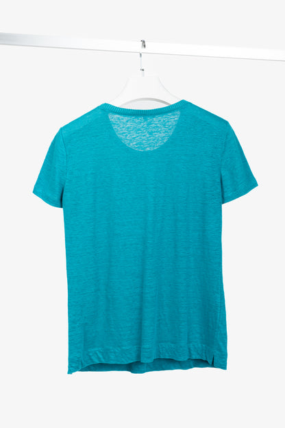 Loro Piana Blue Linen Short-Sleeve T-Shirt