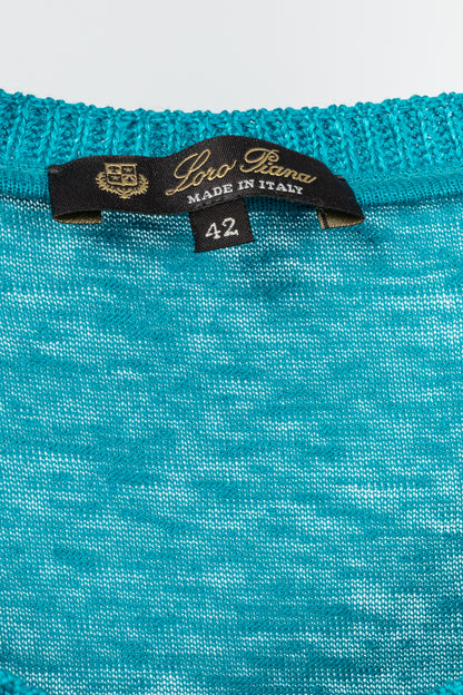 Loro Piana Blue Linen Short-Sleeve T-Shirt