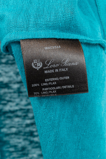 Loro Piana Blue Linen Short-Sleeve T-Shirt