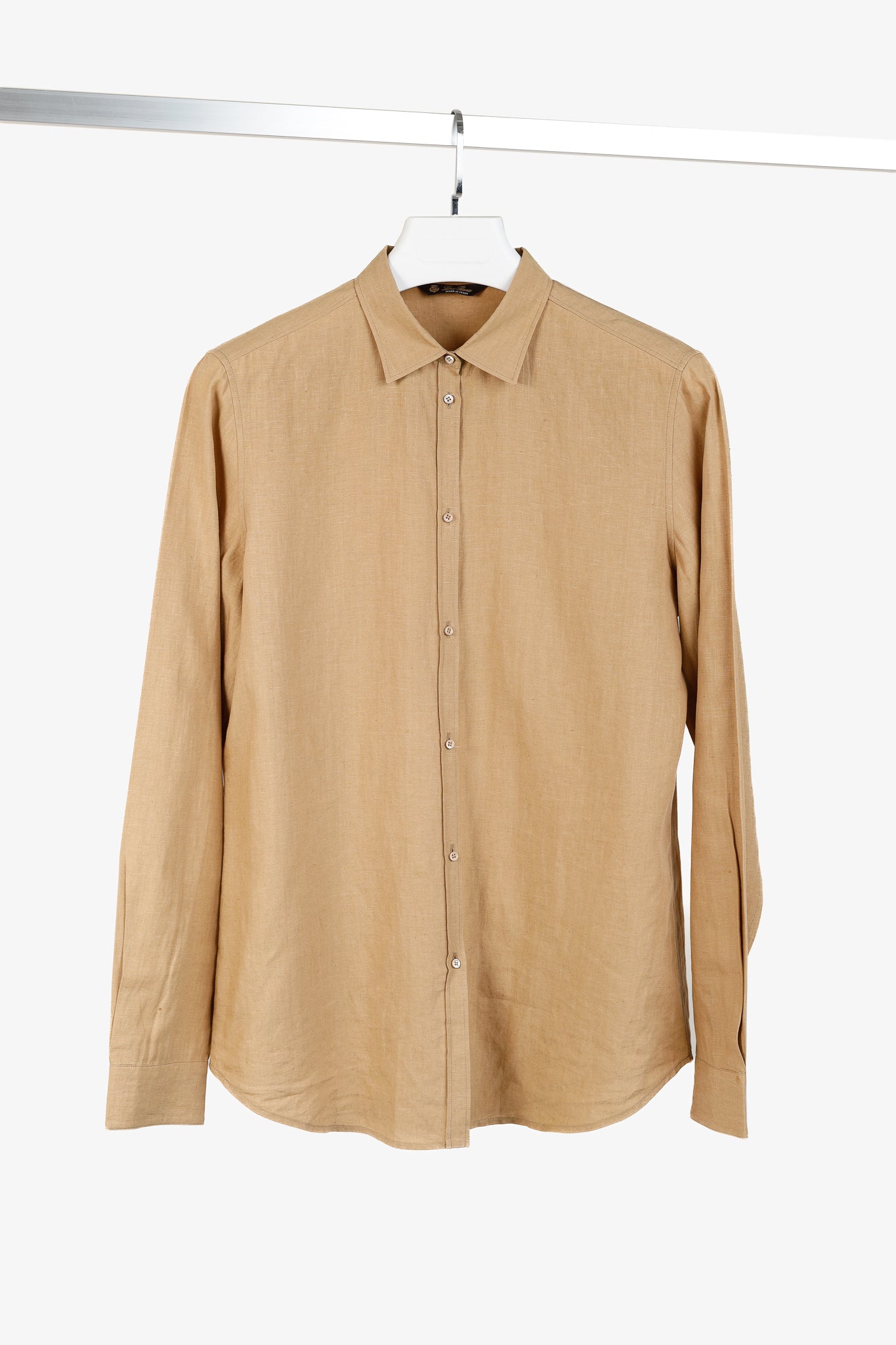 Loro Piana Tan Linen Long-Sleeve Buttoned Shirt