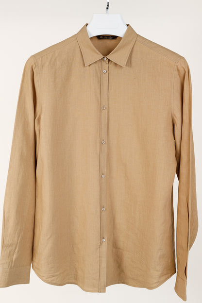 Loro Piana Tan Linen Long-Sleeve Buttoned Shirt