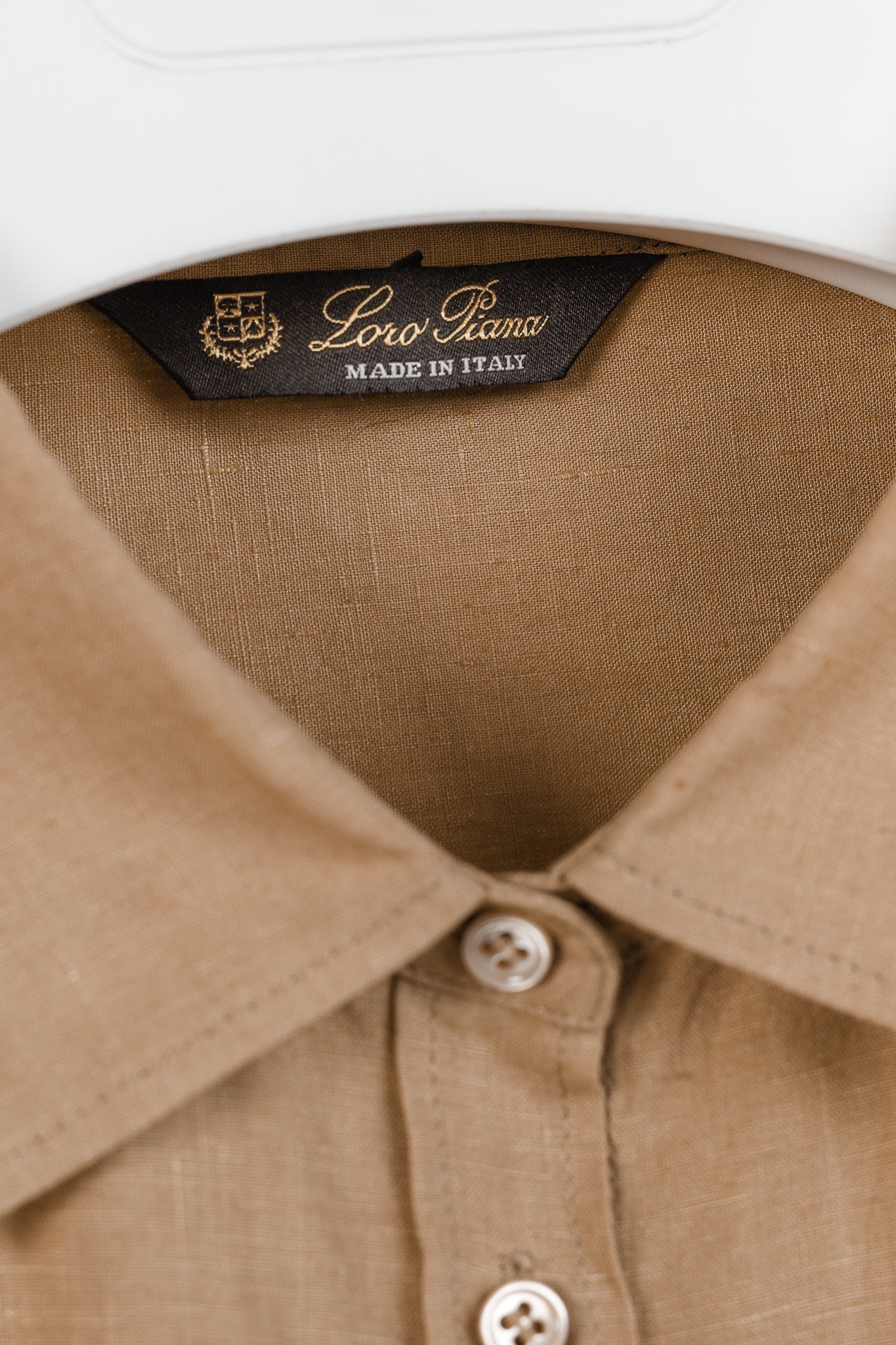 Loro Piana Tan Linen Long-Sleeve Buttoned Shirt