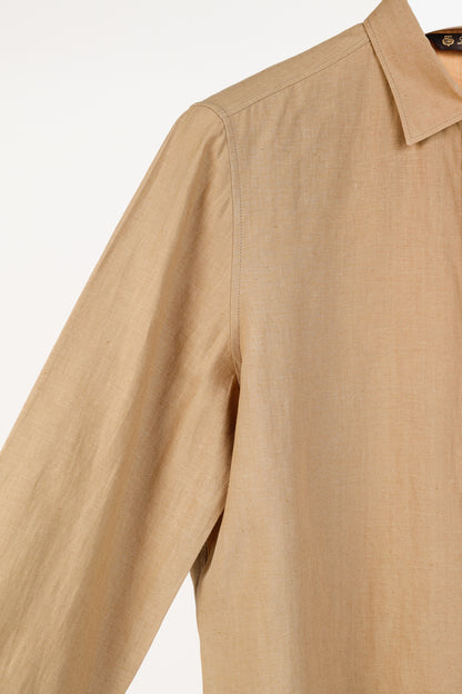 Loro Piana Tan Linen Long-Sleeve Buttoned Shirt
