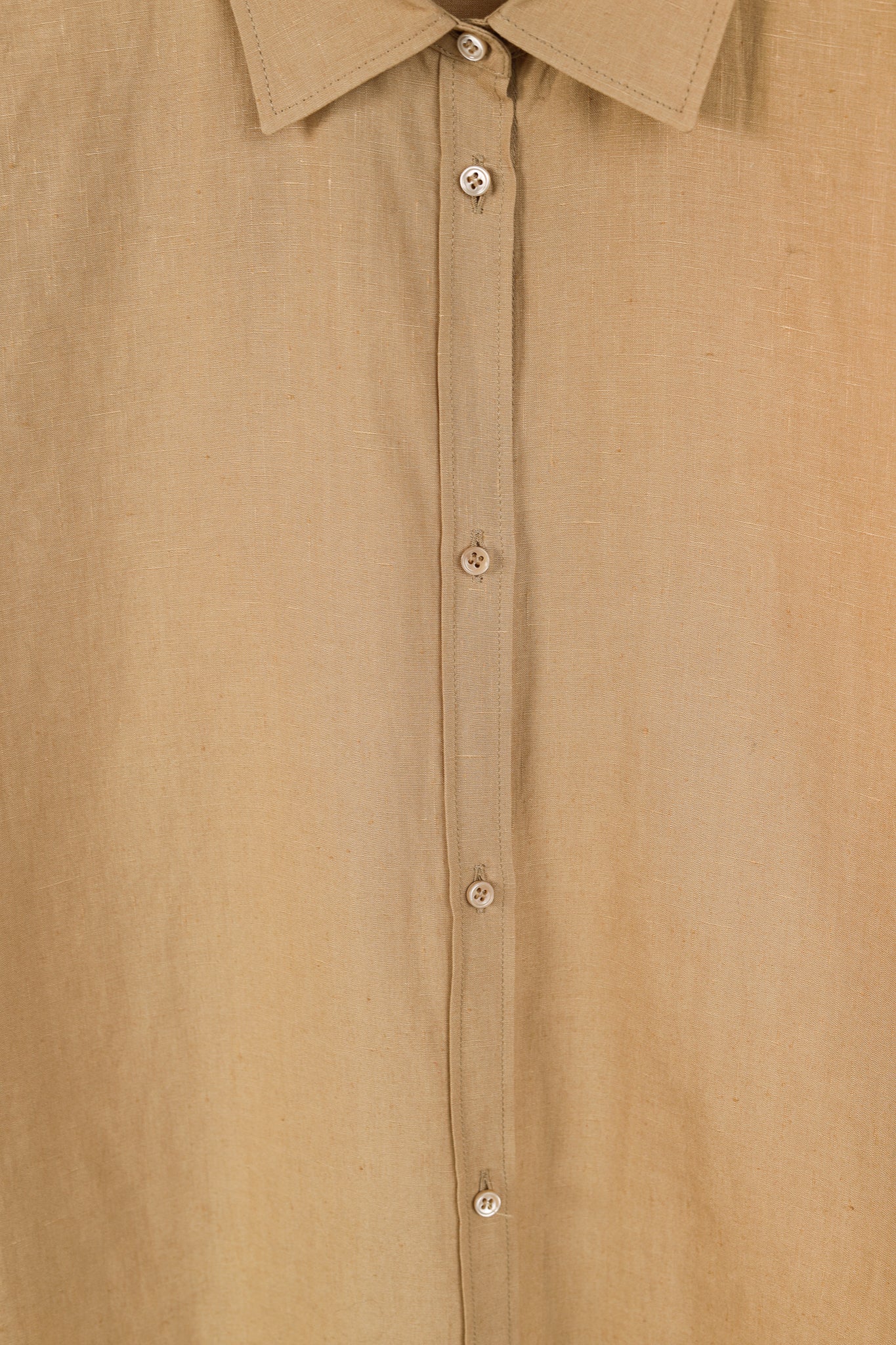 Loro Piana Tan Linen Long-Sleeve Buttoned Shirt