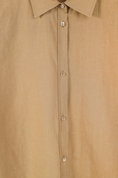 Loro Piana Tan Linen Long-Sleeve Buttoned Shirt
