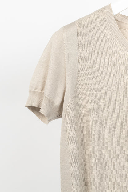 Loro Piana Beige Silk & Cotton Knit Short-Sleeve Sweater
