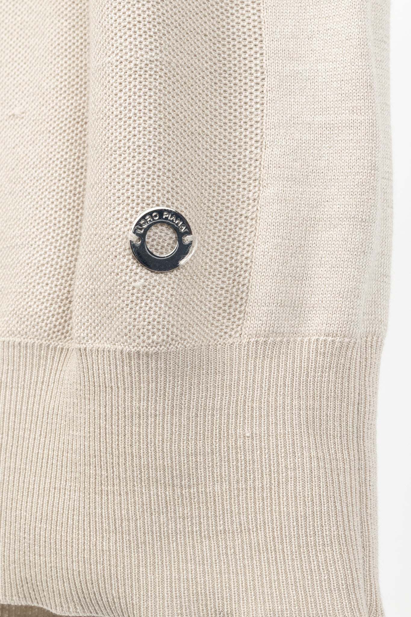 Loro Piana Beige Silk & Cotton Knit Short-Sleeve Sweater