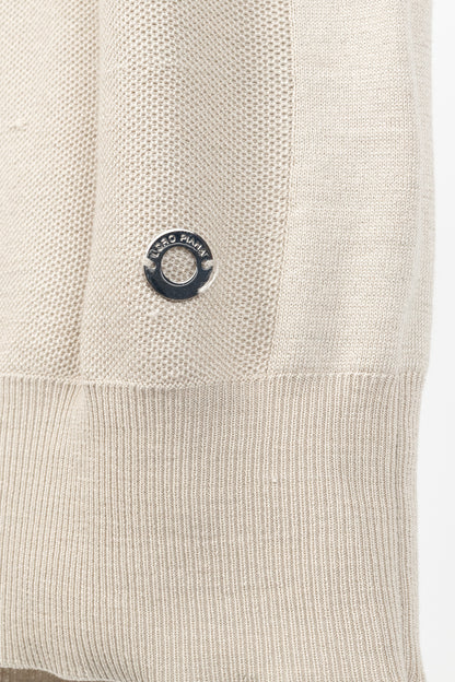 Loro Piana Beige Silk & Cotton Knit Short-Sleeve Sweater