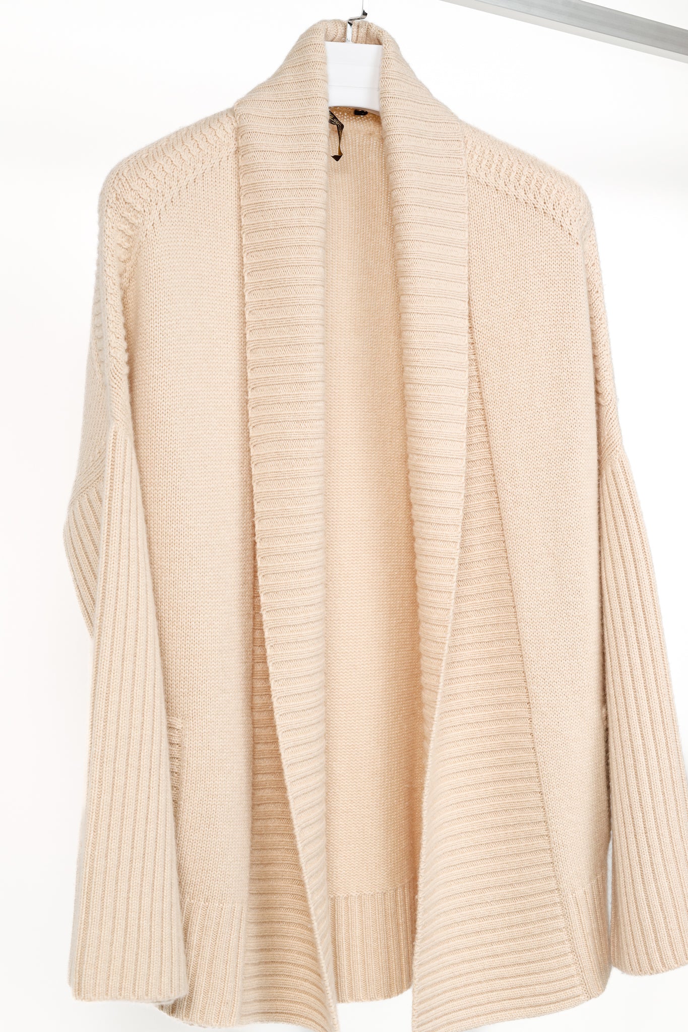 Loro Piana Cream Cashmere Open-Front Shawl Cardigan