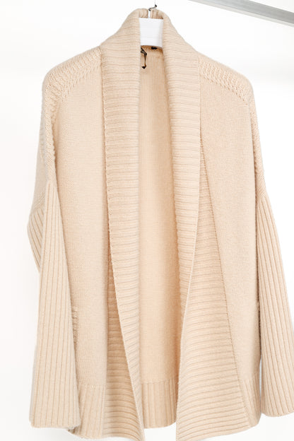 Loro Piana Cream Cashmere Open-Front Shawl Cardigan