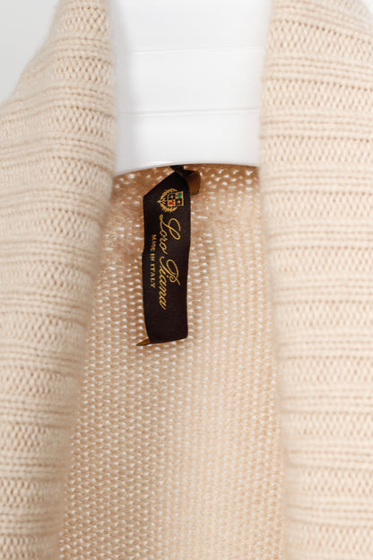 Loro Piana Cream Cashmere Open-Front Shawl Cardigan