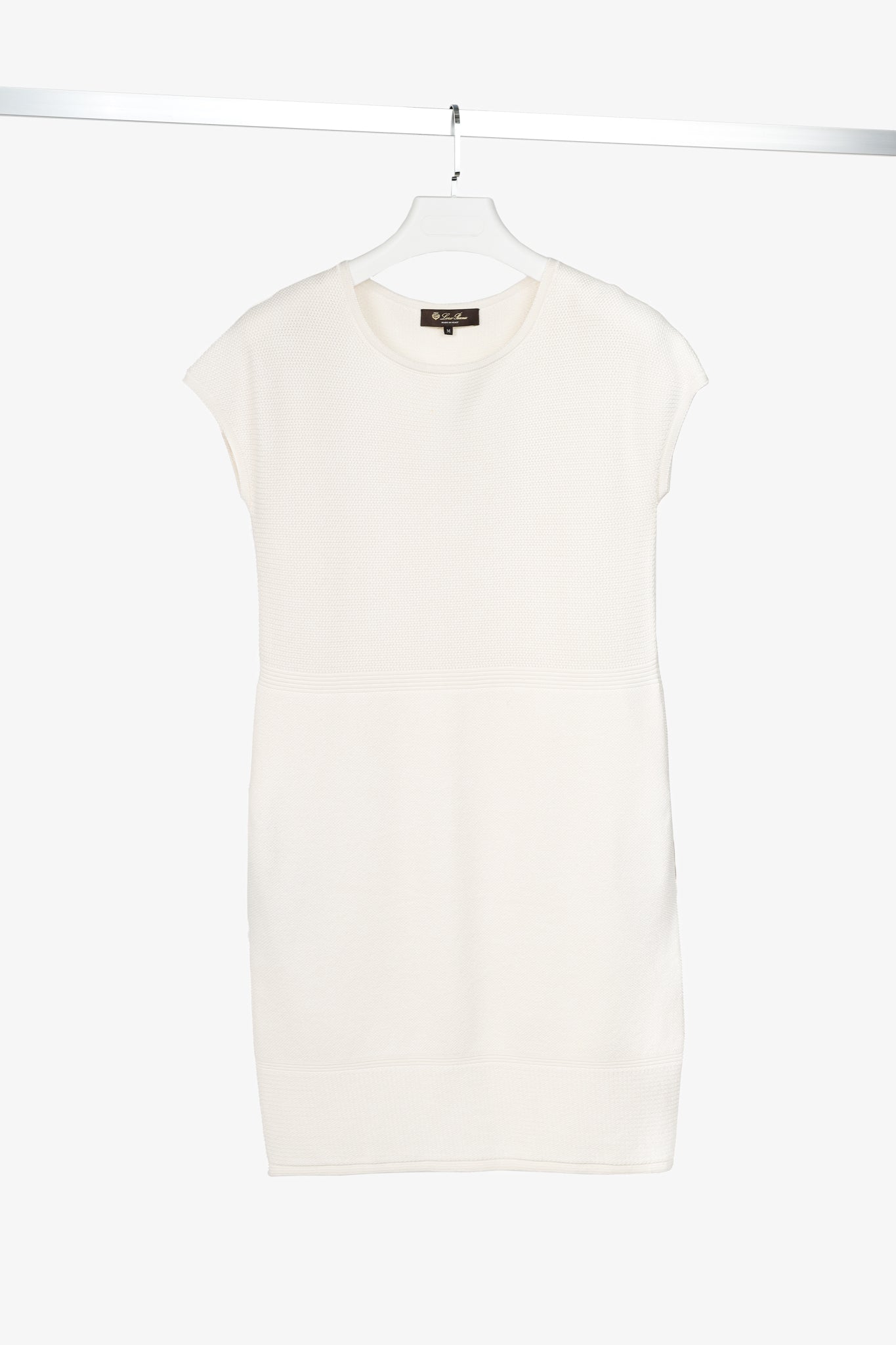 Loro Piana Ivory Silk & Cotton Textured Knit Dress