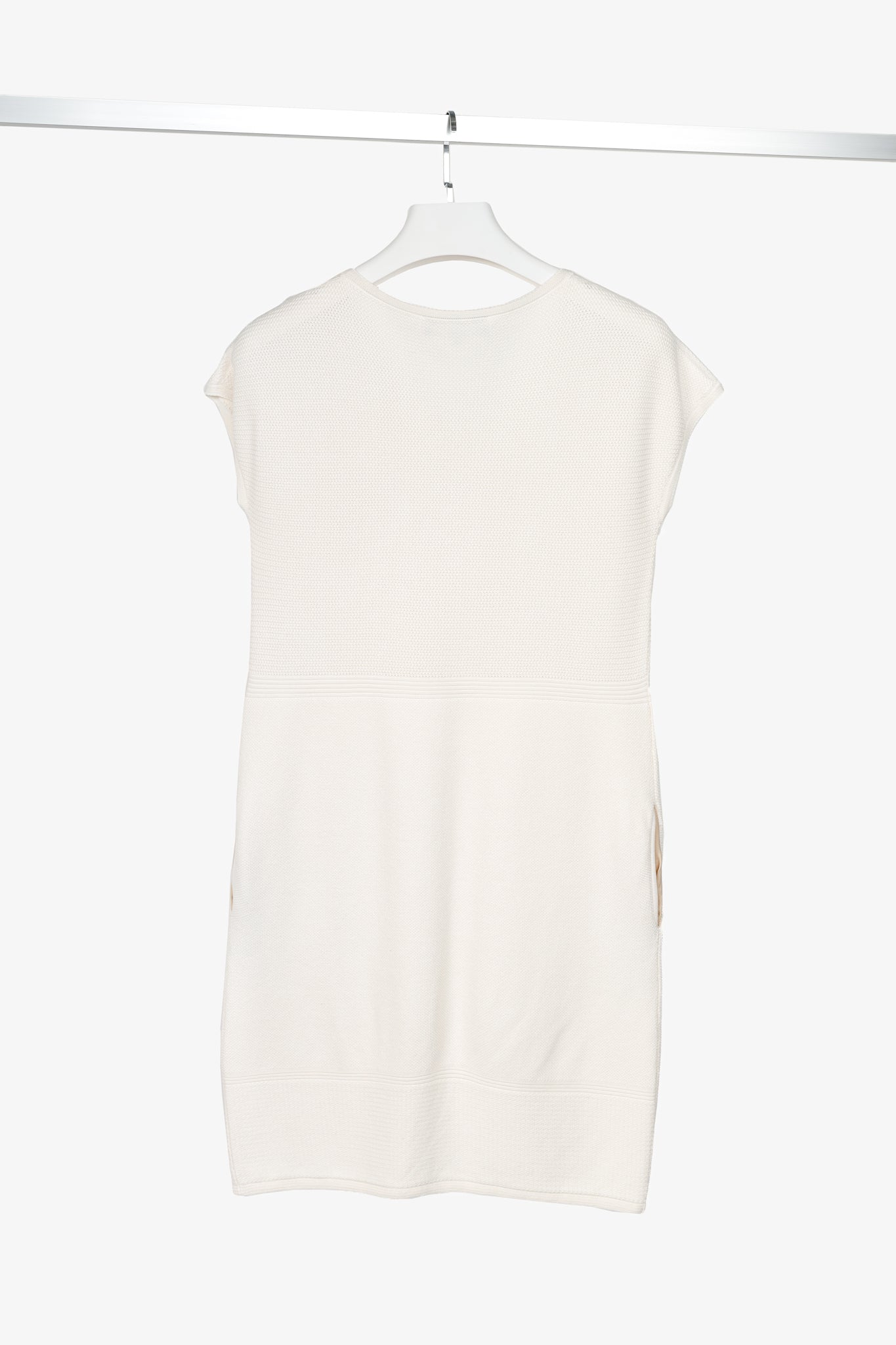 Loro Piana Ivory Silk & Cotton Textured Knit Dress