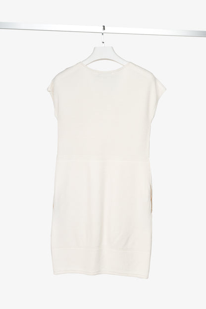 Loro Piana Ivory Silk & Cotton Textured Knit Dress