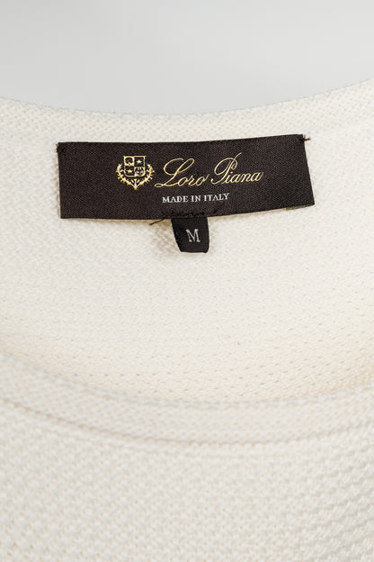 Loro Piana Ivory Silk & Cotton Textured Knit Dress