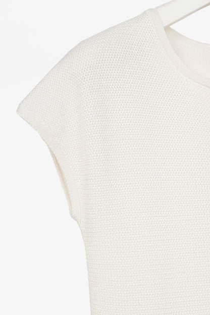 Loro Piana Ivory Silk & Cotton Textured Knit Dress