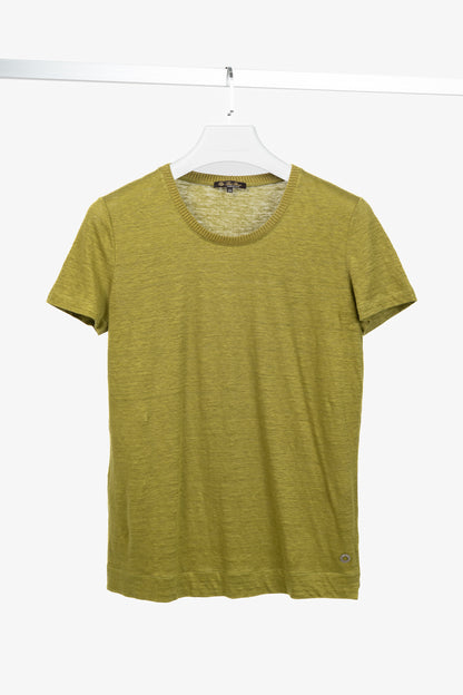 Loro Piana Green Linen Short-Sleeve T-Shirt