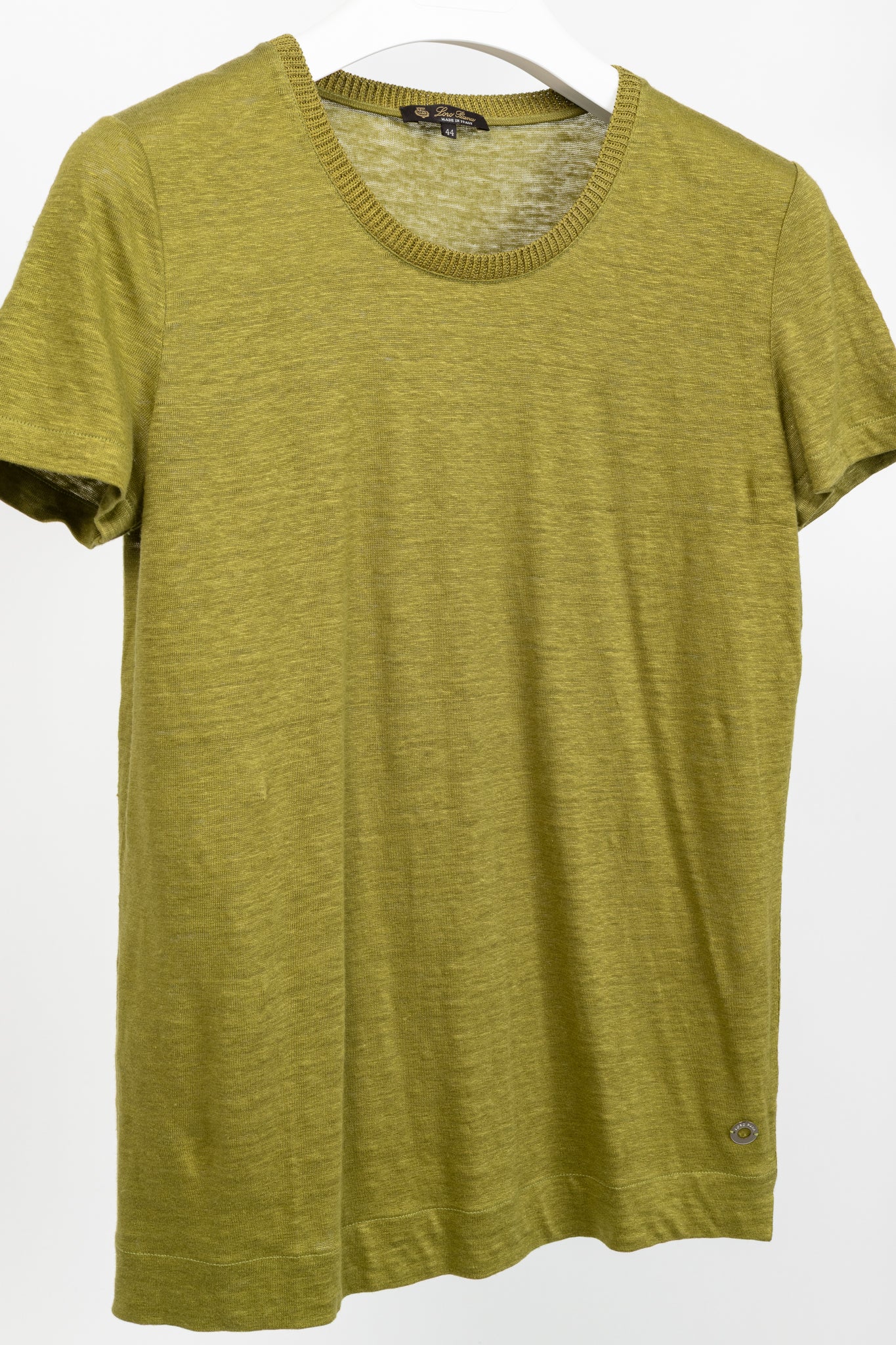Loro Piana Green Linen Short-Sleeve T-Shirt