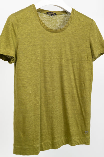 Loro Piana Green Linen Short-Sleeve T-Shirt
