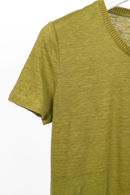 Loro Piana Green Linen Short-Sleeve T-Shirt