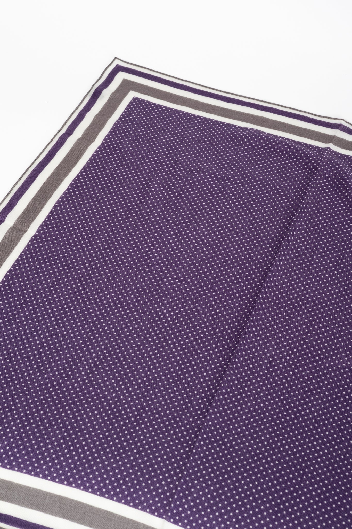 Loro Piana Purple Polka-Dot Cashmere & Silk Bordered Square Scarf