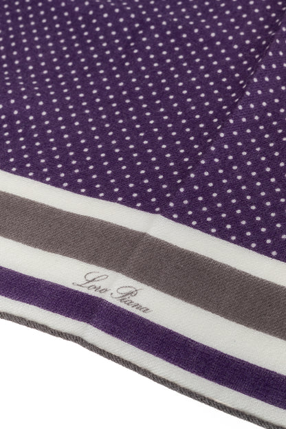 Loro Piana Purple Polka-Dot Cashmere & Silk Bordered Square Scarf