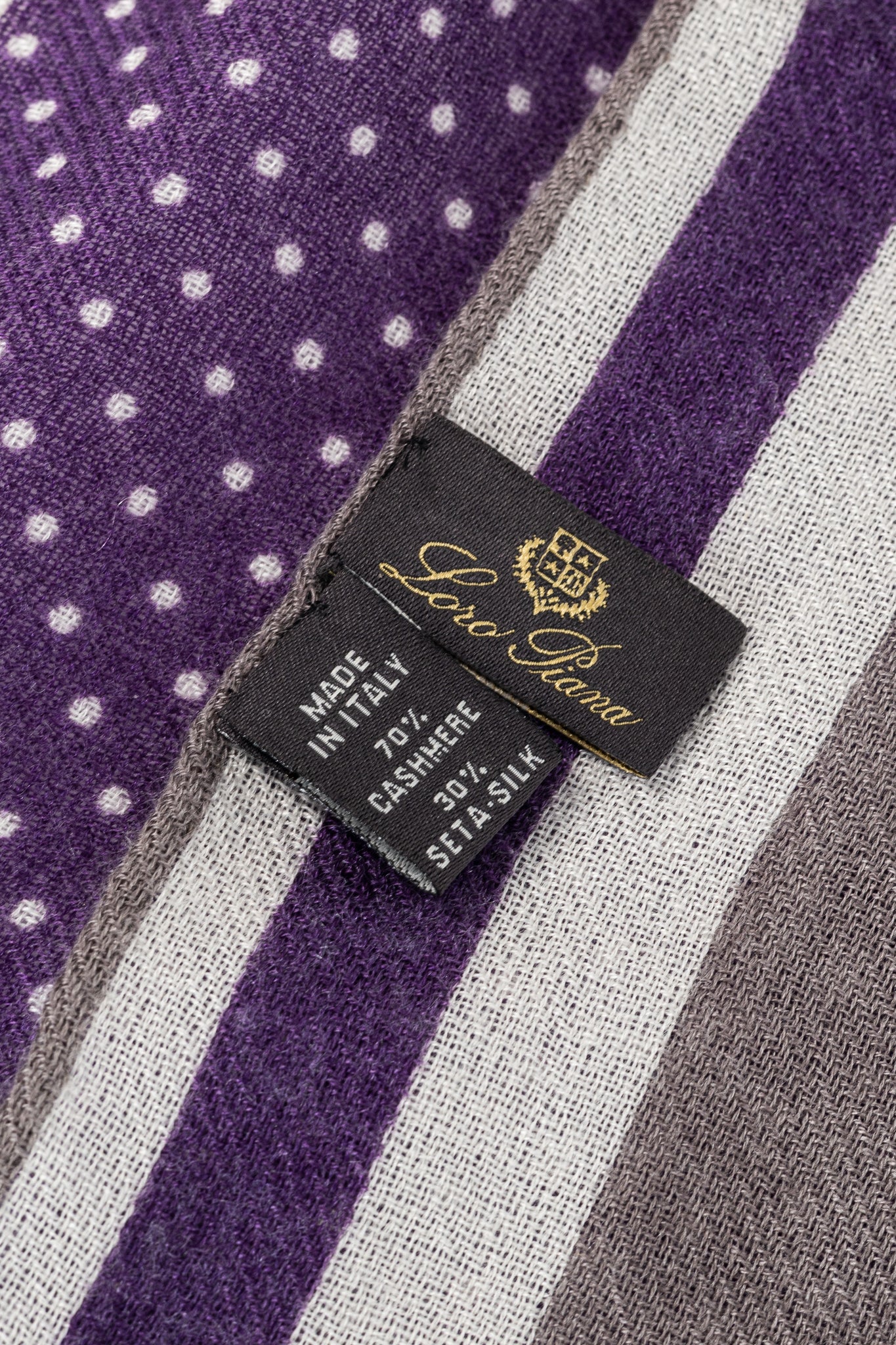 Loro Piana Purple Polka-Dot Cashmere & Silk Bordered Square Scarf