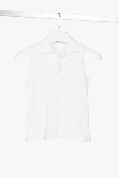 Loro Piana White Cotton-Pique Sleeveless Polo
