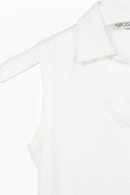 Loro Piana White Cotton-Pique Sleeveless Polo