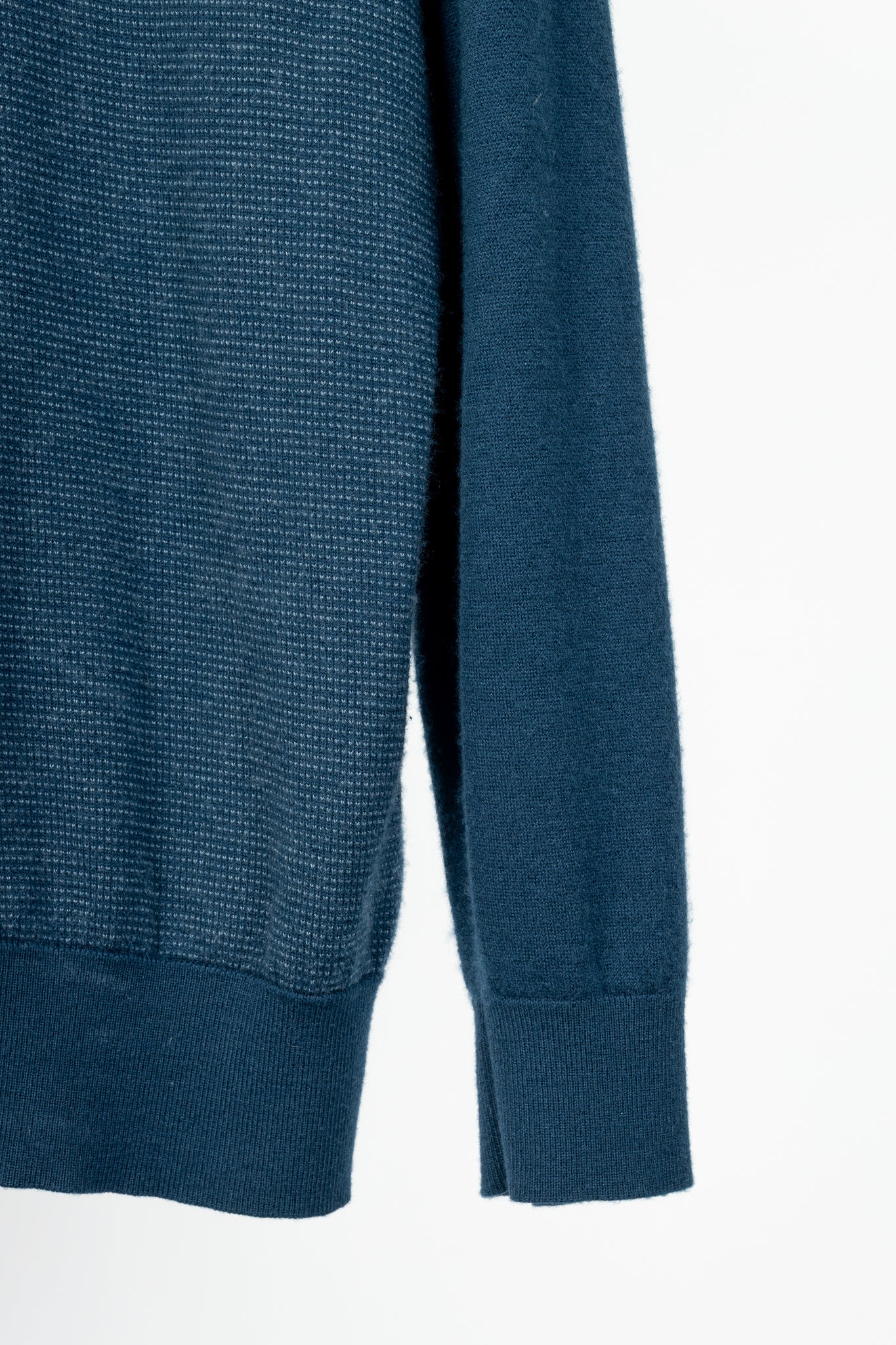 Loro Piana Blue Cashmere-Knit V-Neck Sweater